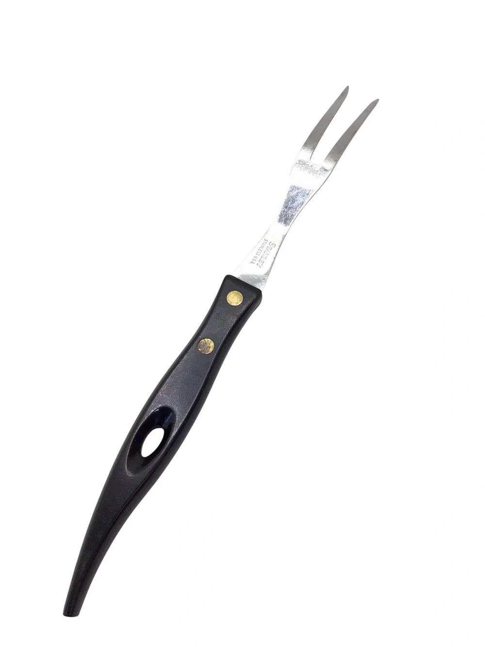 Vintage Stanley Meat Carving Fork Stainless Steel Black Handle USA Utensil